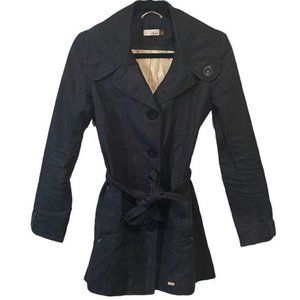 Aritzia Wilfred Black 100% Linen Trench Coat Fall Jacket Tie Coat Size Small